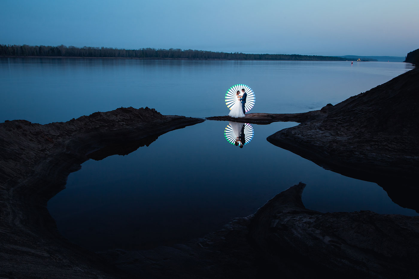 Ночная свадебная фотосессия на Каме LightPainting Фризлайт Юрий Князев