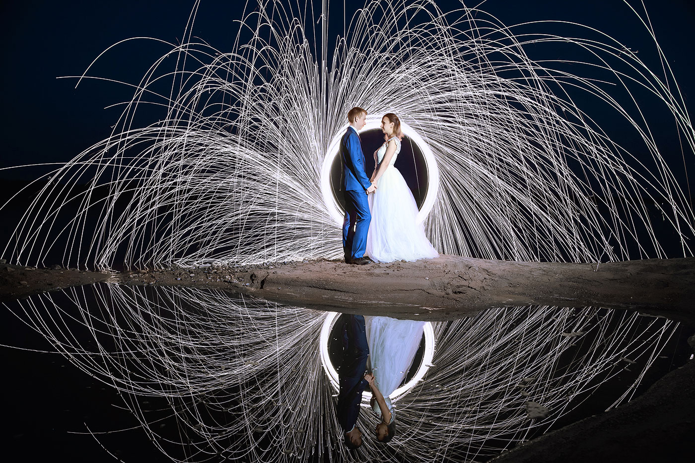 Стальная вата свадебная фотосессия на Каме LightPainting Фризлайт Юрий Князев