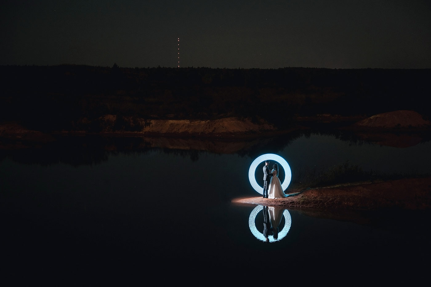 Ночная свадебная фотосессия Чекерил LightPainting Magilight Юрий Князев